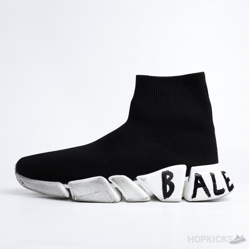 Balenciaga Speed 2.0 Graffiti Recycled Knit Black White